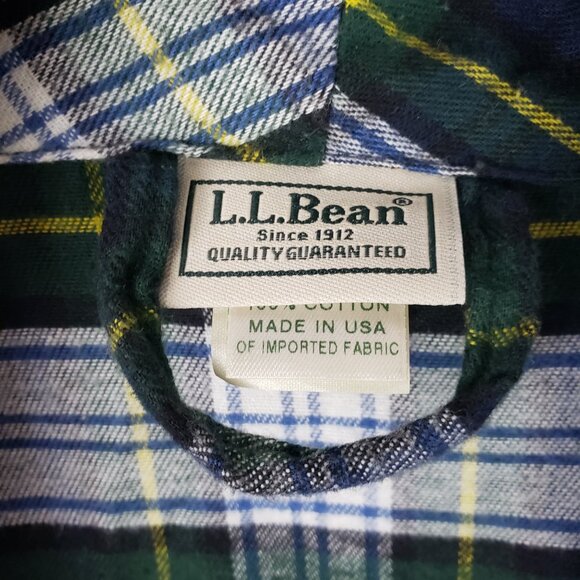 LL Bean Mens XL Gordon Dress Tartan Cotton Flannel Bath Robe Lounge Plaid Cabin - Picture 5 of 7